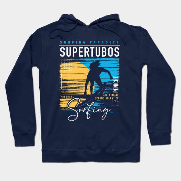 Retro Supertubos Surfing // Surfers Paradise // Surf Portugal Hoodie by SLAG_Creative